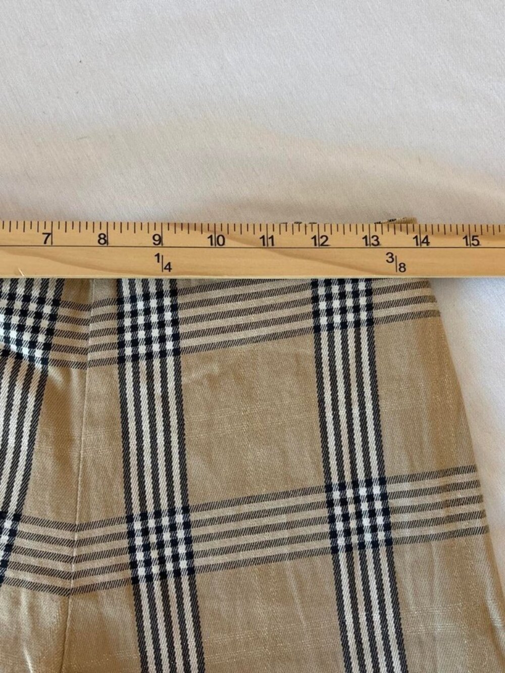 Vintage 90s Bebe Plaid Leather Trim Ankle Zip Flare Trousers 6 - Picture 4 of 8